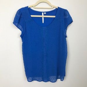 Lauren Conrad Blue Clip Dot Top Sz Large